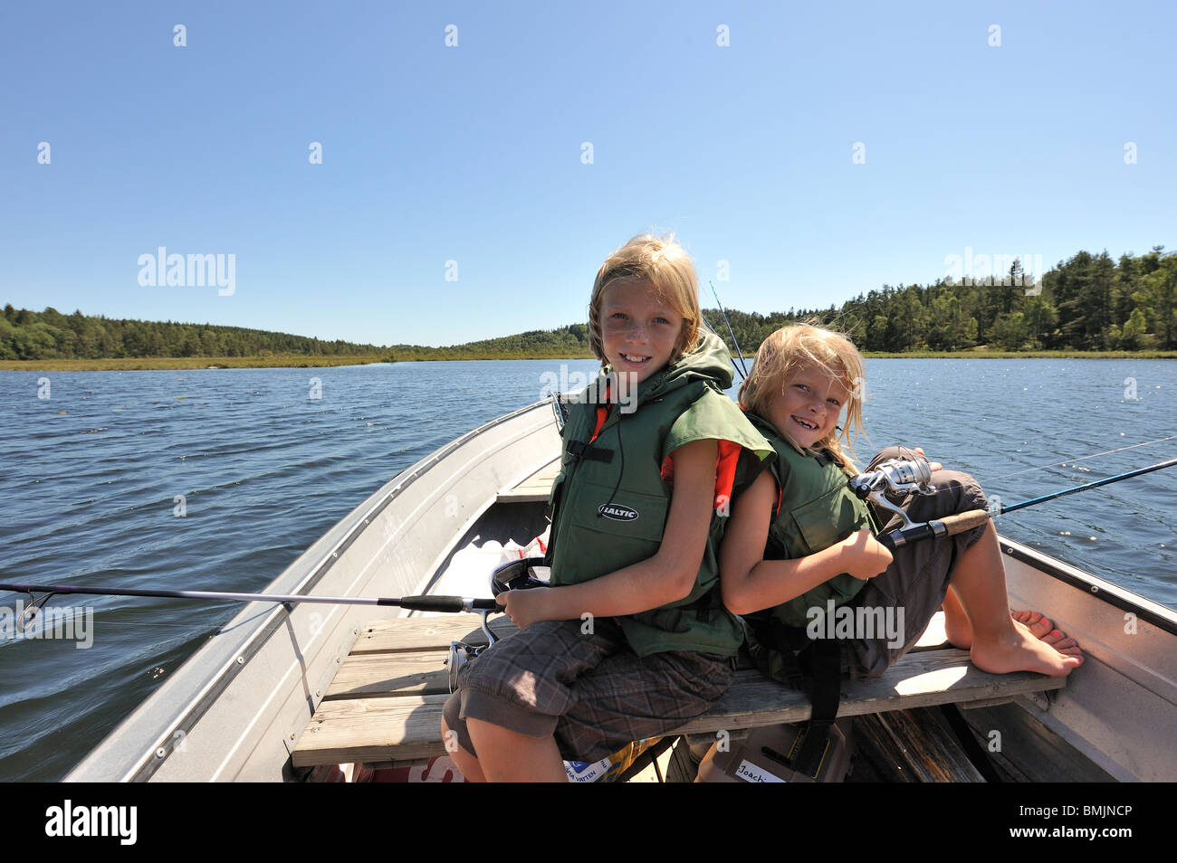 Ragazze pesca Foto Stock