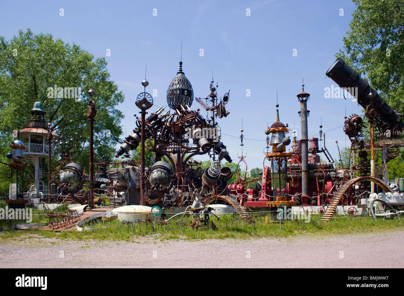 Dr Evermor Forevertron sculture di metallo in Baraboo Wisconsin Foto Stock