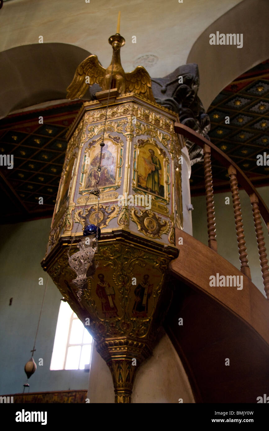 Il pulpito dentro la grande Basilica della Trasfigurazione nel Santo Monastero di Santa Caterina sul Monte Sinai South Sinai Egitto Foto Stock