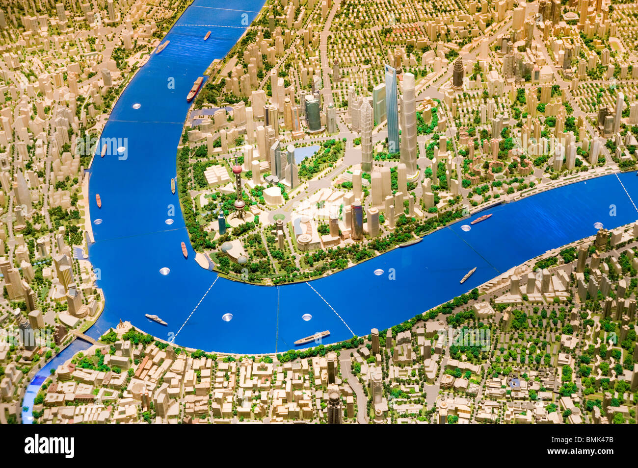 Modello in scala della città nella Shanghai Urban Planning Museum Foto Stock