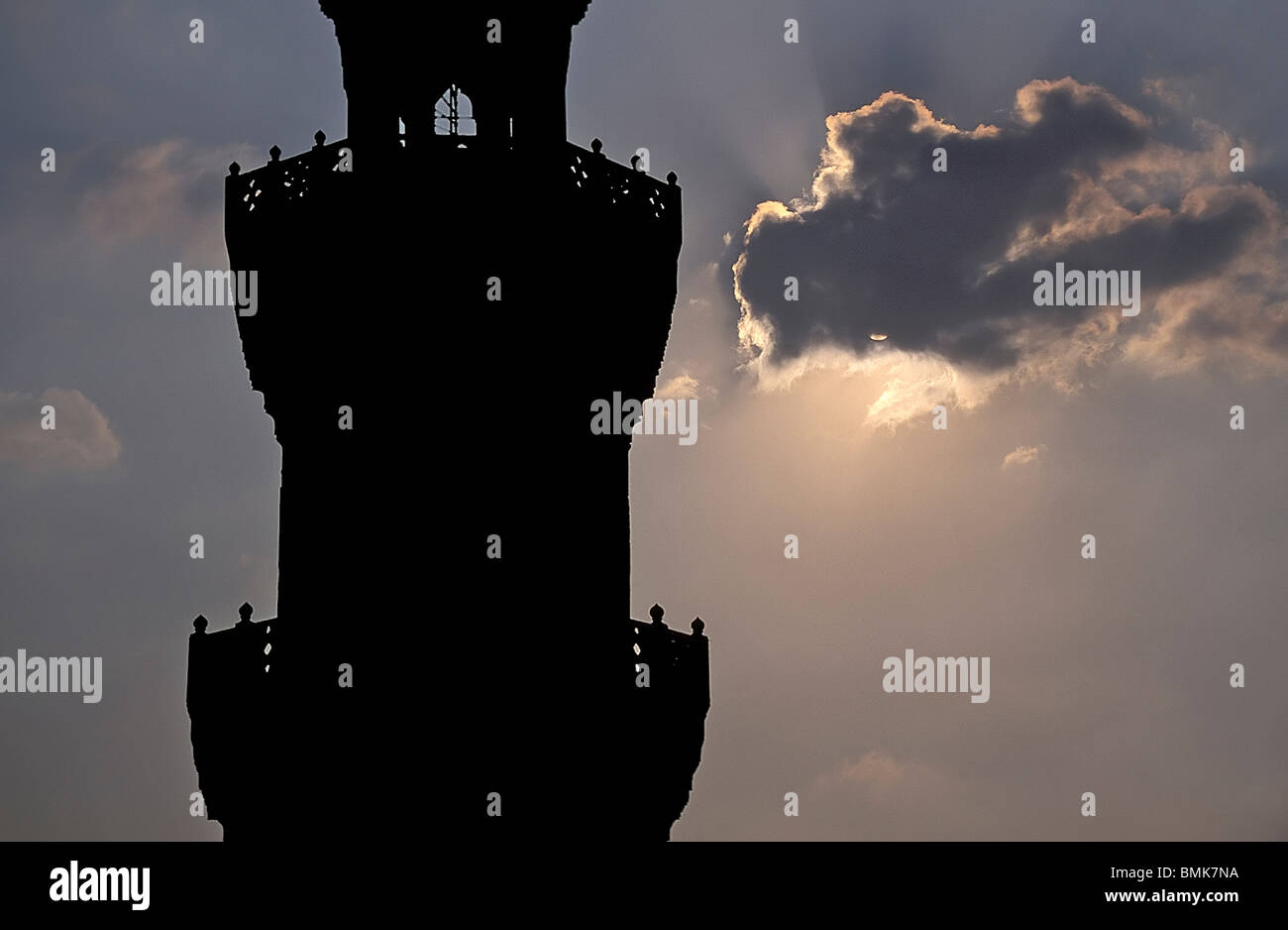 Minareto della Al-Rifa io moschea , Cairo, Al Qahirah, Egitto Foto Stock