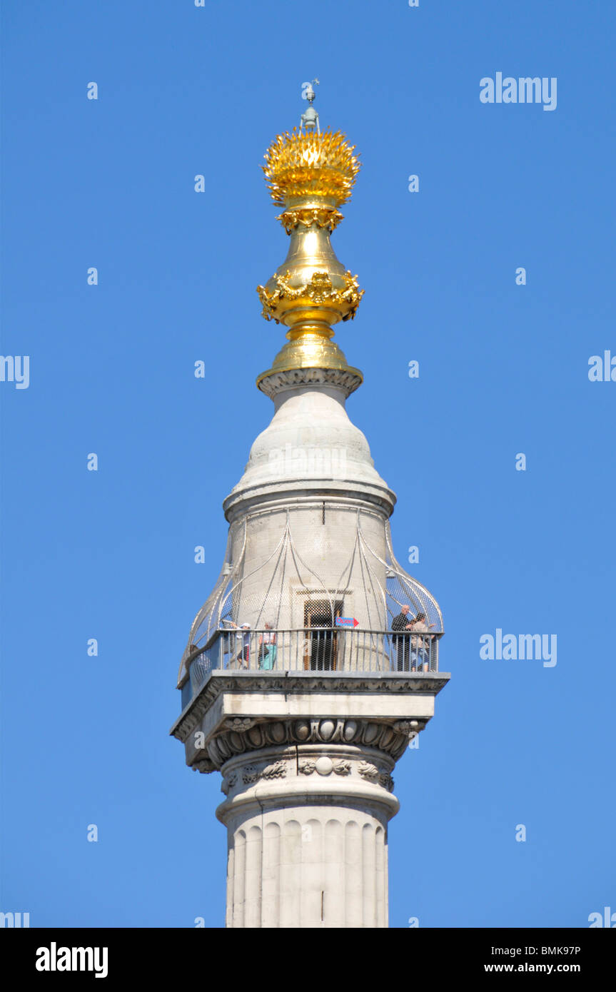 Visualizzazione di piattaforma top di monumento memoriale al Grande Incendio di Londra Foto Stock