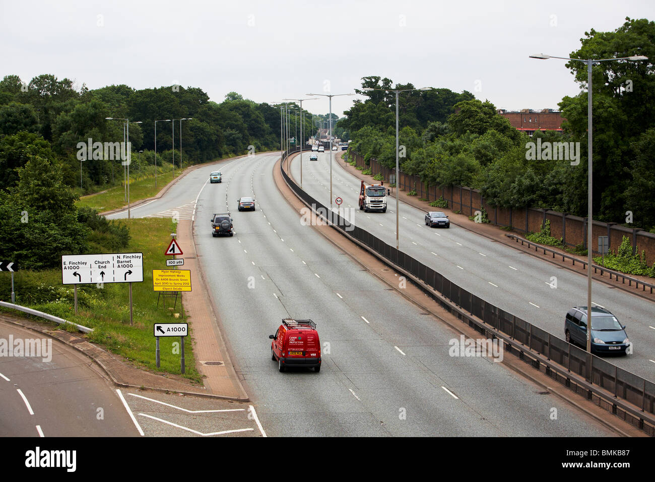 Una vista della A406 vicino a North Finchley London Foto Stock