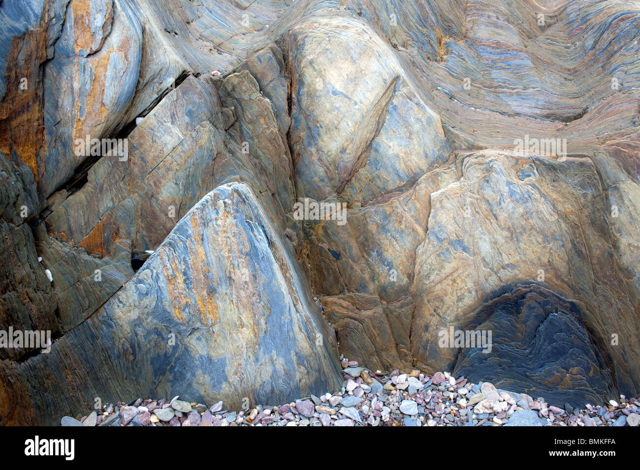 Le formazioni rocciose, Bantham Bay, Devon Foto Stock
