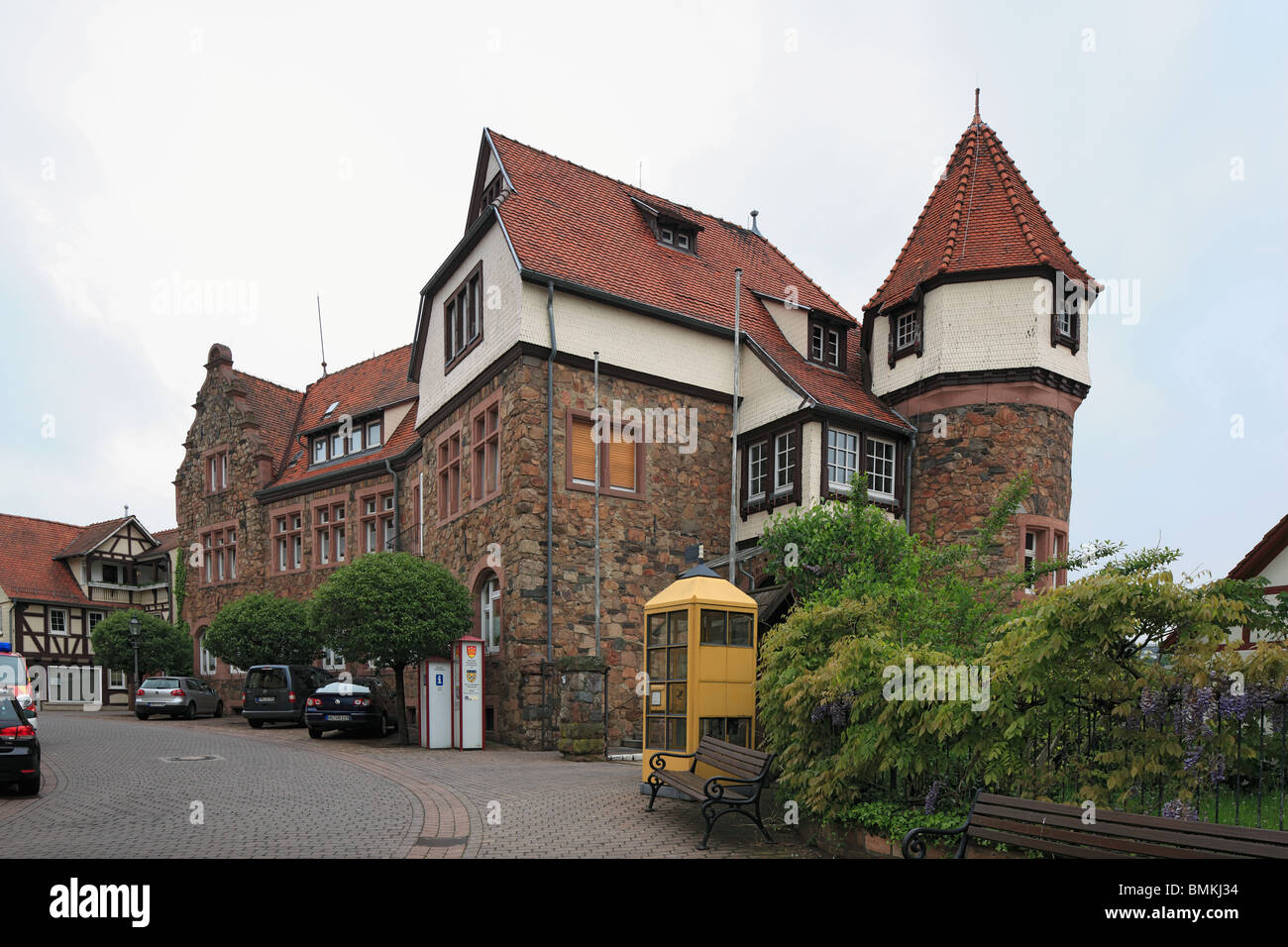 Il Rathaus in Reichelsheim (Odenwald), Geo-Naturpark Bergstrasse-Odenwald, Assia Foto Stock