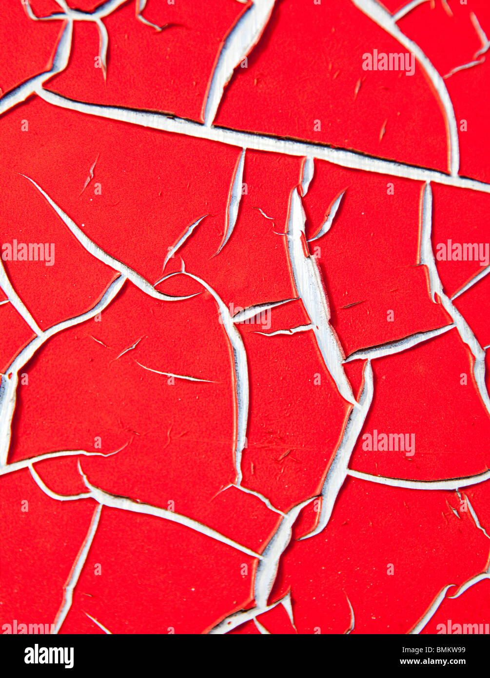 Close-up di peeling vernice rossa Foto Stock