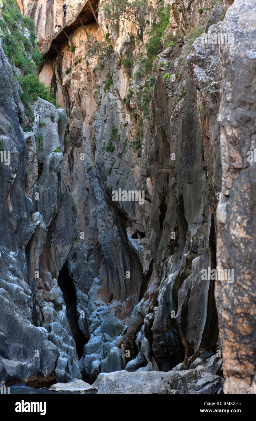 El Caminito del Rey, o re il piccolo sentiero. El Chorro. In Andalusia, Spagna Foto Stock