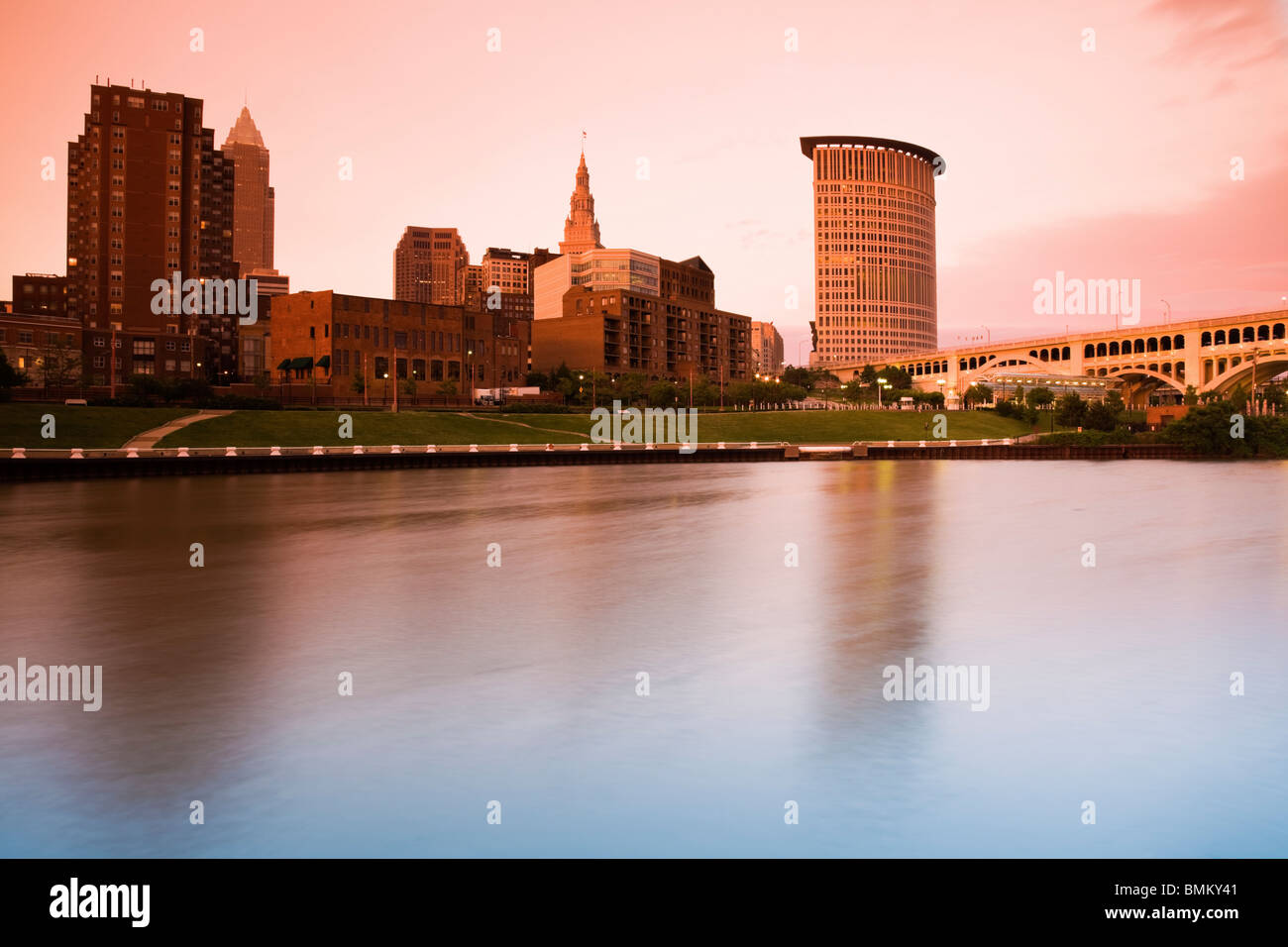 Tramonto in Cleveland Foto Stock