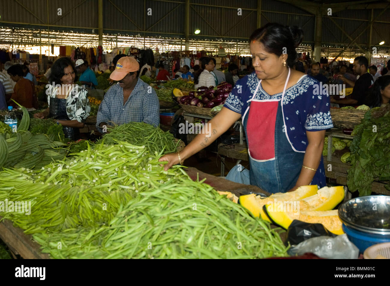 Maurizio, Curepipe. Fornitore di ortaggi al mercato Foto Stock