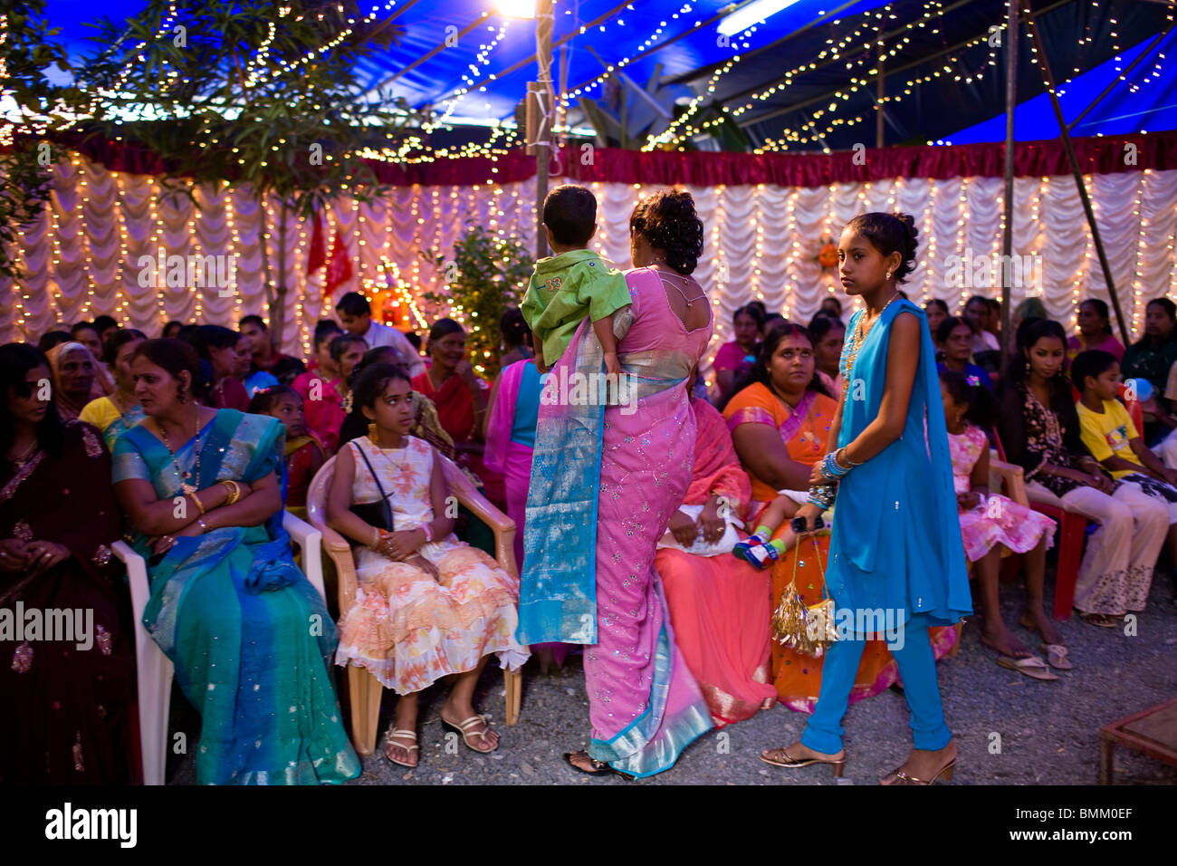 Hindi Wedding, Trou d' Eau Douce, Mauritius, Africa Foto Stock