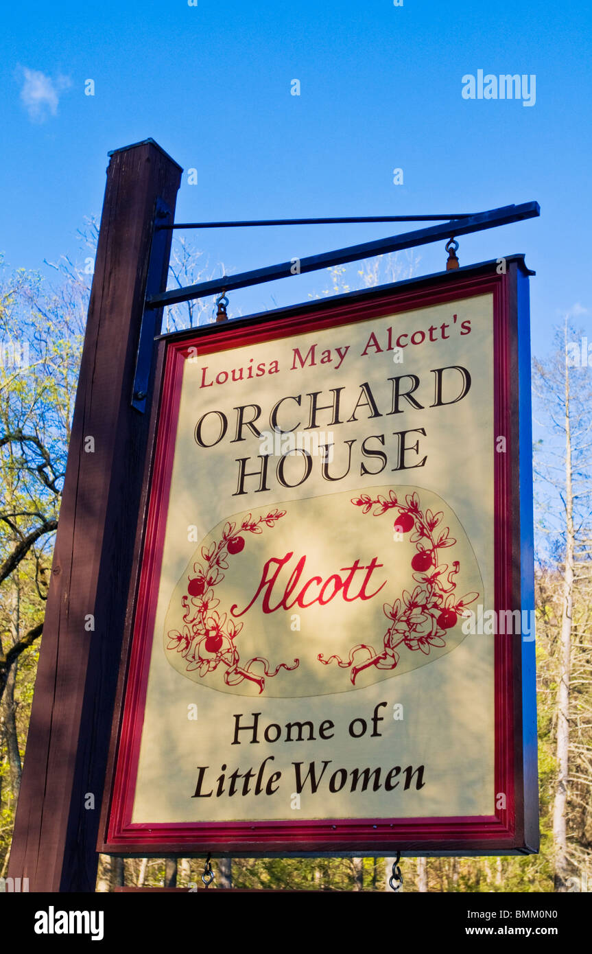 Segno di Louisa May Alcott Orchard House (casa di poco le donne), Concord, Massachusetts Foto Stock