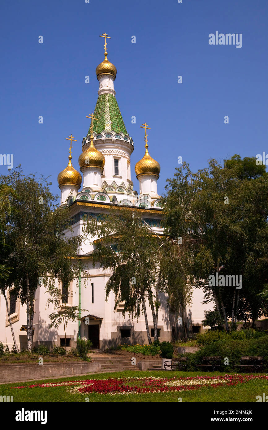 Chiesa russa di San Nikolai a Sofia la capitale della Bulgaria Foto Stock