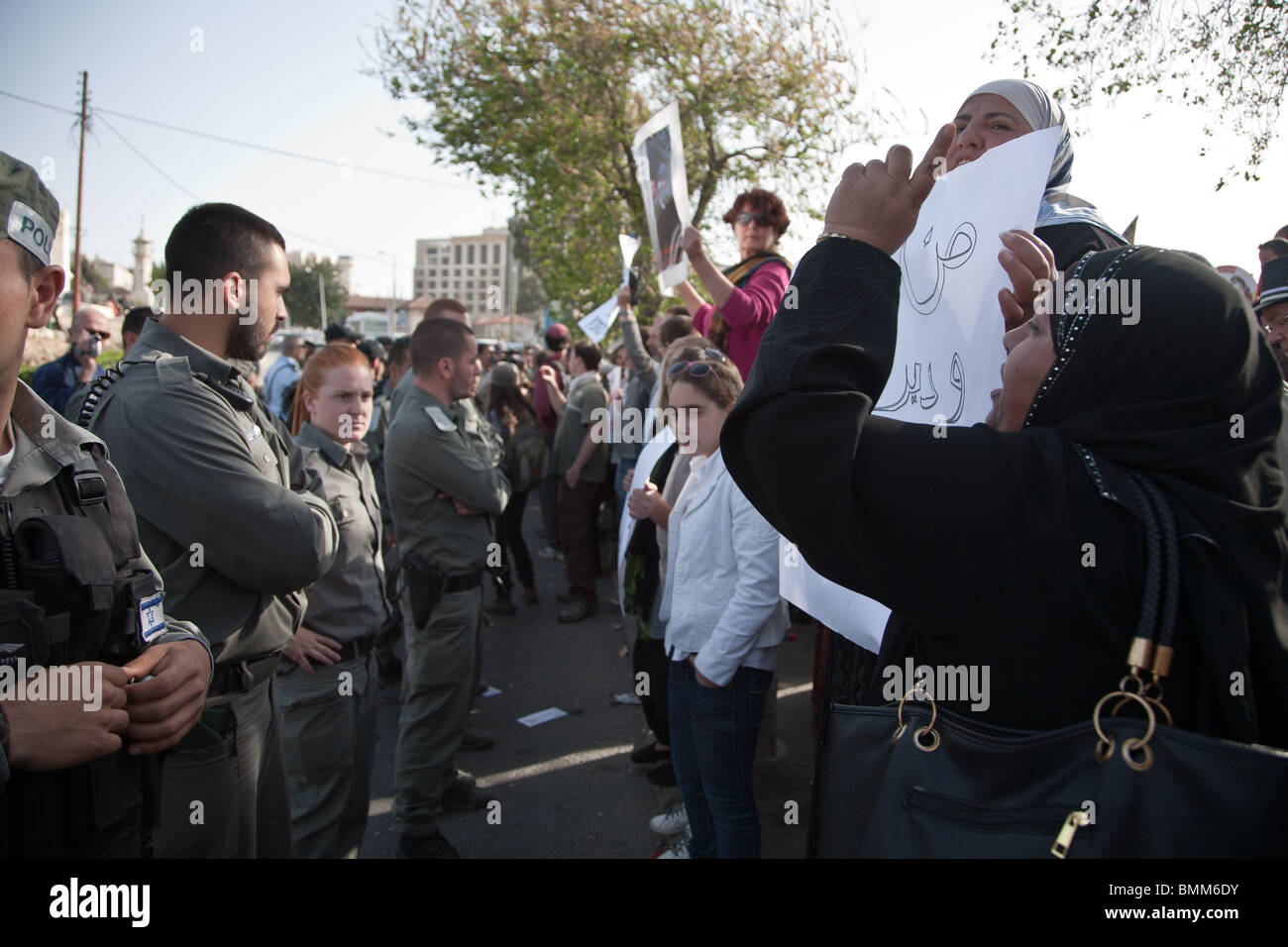 Dimostrazione settimanale in Sheikh Jarrah Gerusalemme Est Foto Stock