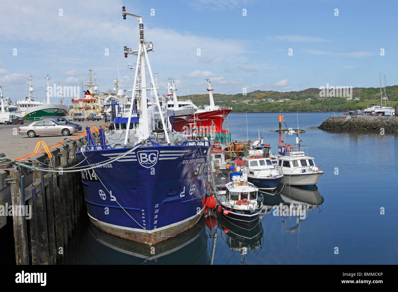 Porto di pesca di Killybegs, County Donegal, Repubblica di Irlanda Foto Stock