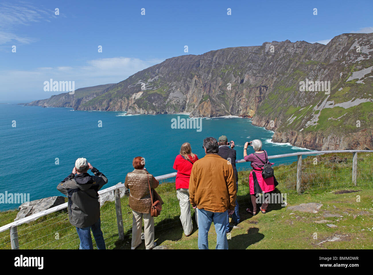 Vista panoramica dalla piattaforma di visualizzazione, Slieve campionati, Co. Donegal, Repubblica di Irlanda Foto Stock