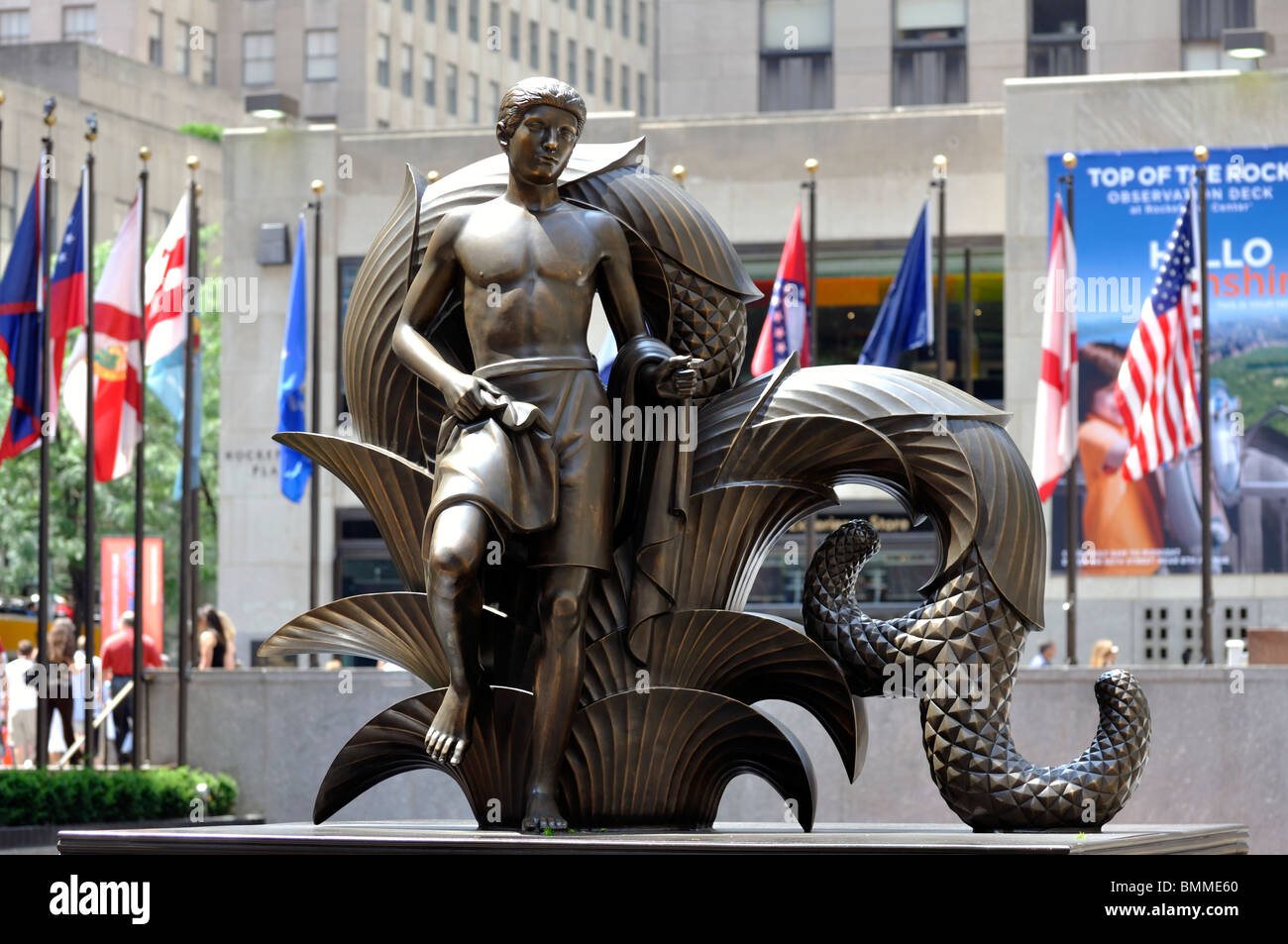 Prometeo statua del Rockefeller Center di New York City, Stati Uniti d'America Foto Stock