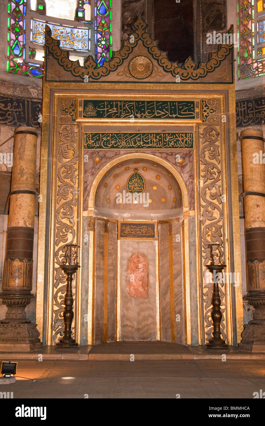 Il mihrab all'interno di Haghia Sophia, la moschea di Istanbul, Turchia Foto Stock
