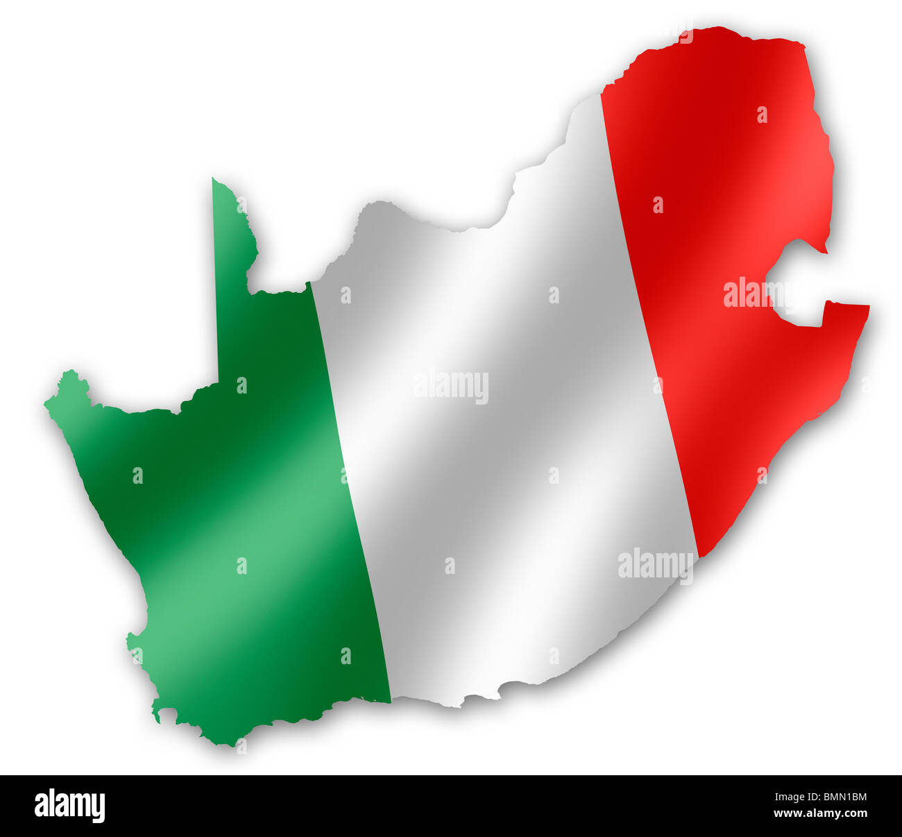 Mappa del Sud Africa con la bandiera italiana inset, per la Coppa del Mondo FIFA 2010 Football Foto Stock