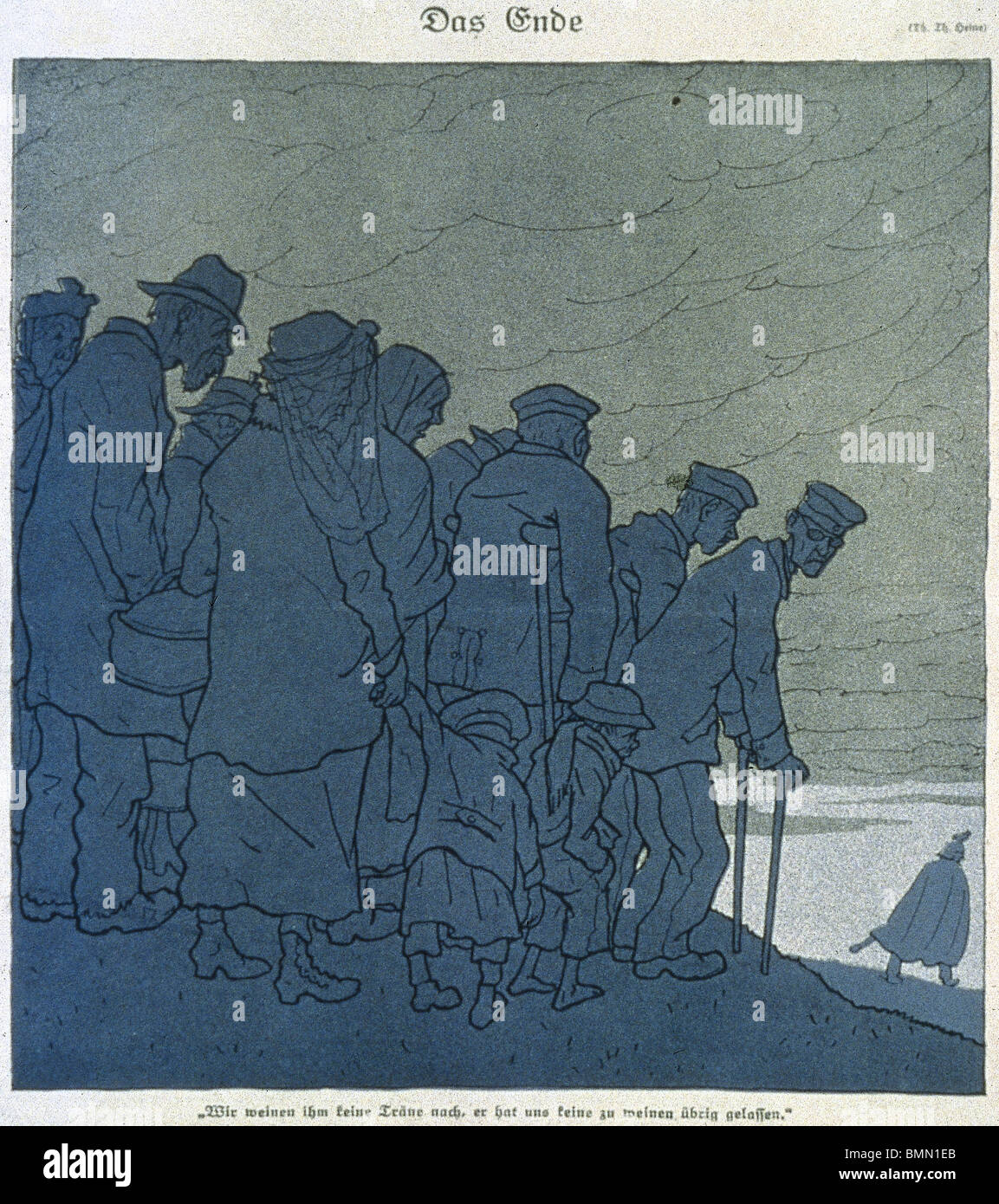 La prima guerra mondiale. " E il termine ". Th.Heine cartoon pubblicato nella rivista "implicissimus' (1918) su Guglielmo II di volo in Olanda Foto Stock