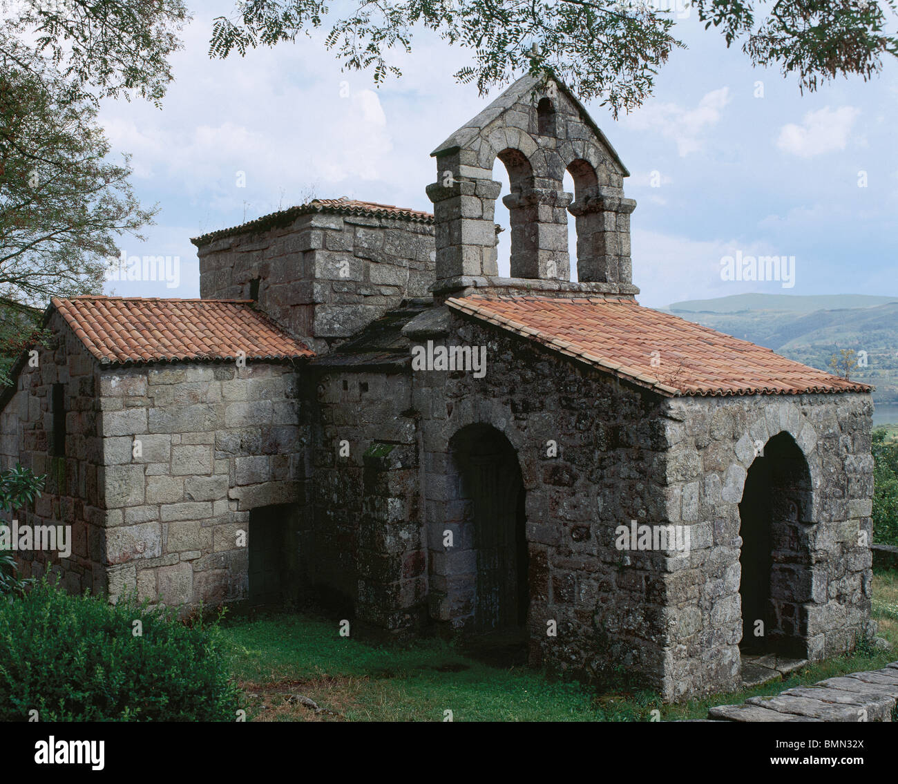 Santa Comba de bande. Visigoth tempio risalente al settimo secolo. Bande. Provincia di Ourense. La Galizia. Spagna. Foto Stock