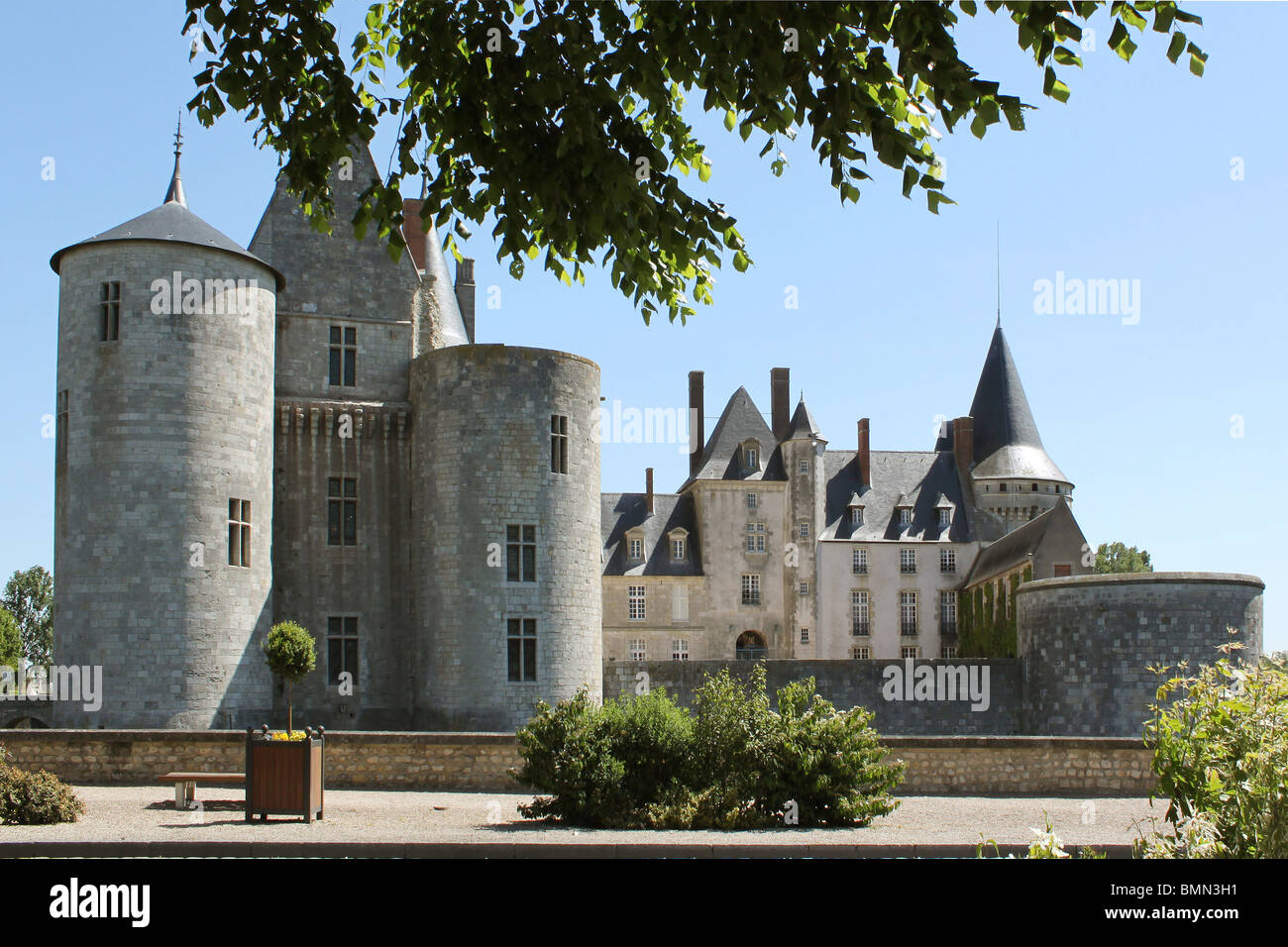 Fotografia del Castello di Sully-sur-Loire delimitate da alberi Foto Stock