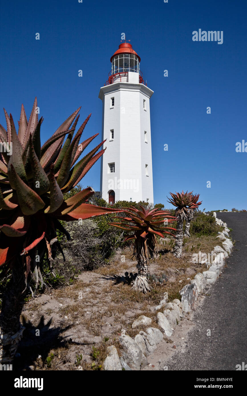 Il faro di punto di pericolo, nei pressi di Gansbaai, Overberg, Western Cape, Sud Africa. Foto Stock