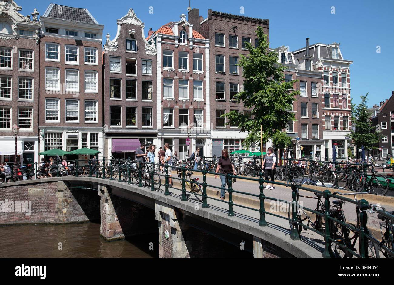 Case ponte lungo Prinsengracht Foto Stock