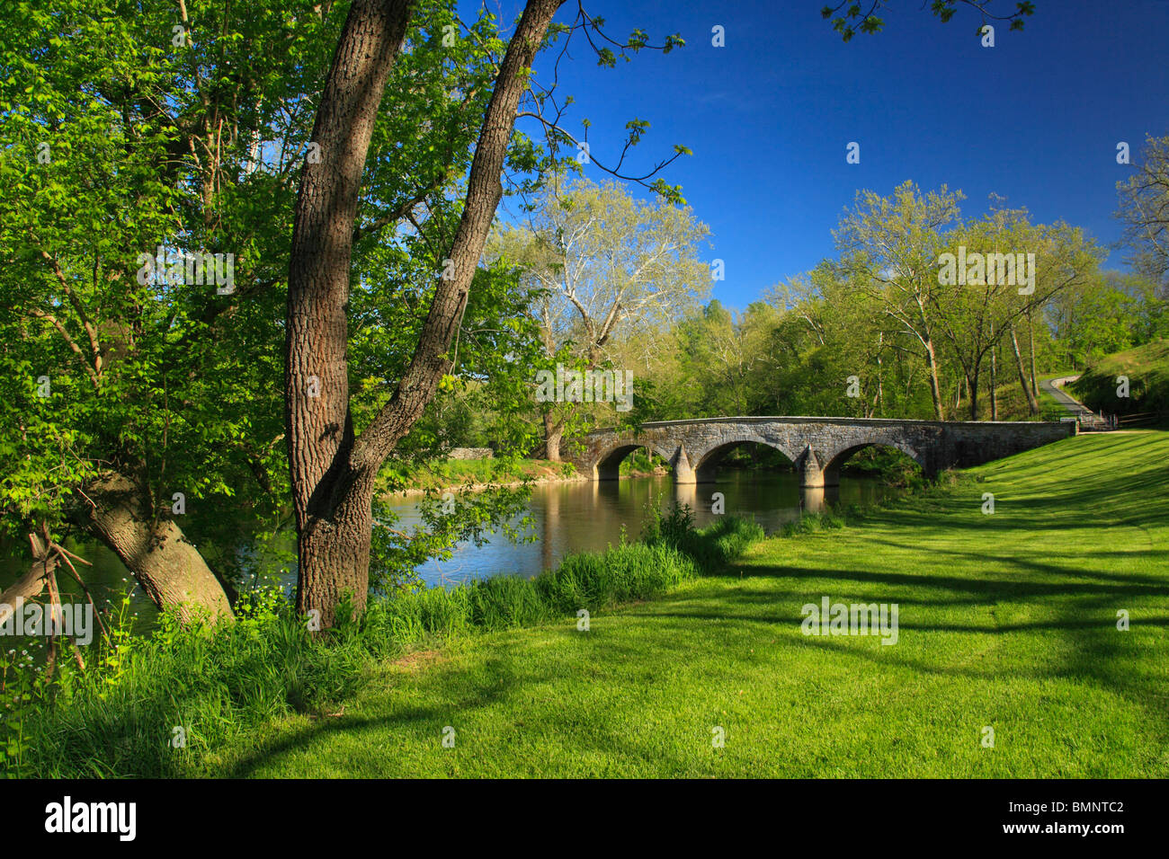 Burnside Bridge, Antietam National Battlefield Sharpsburg, Maryland, Stati Uniti d'America Foto Stock