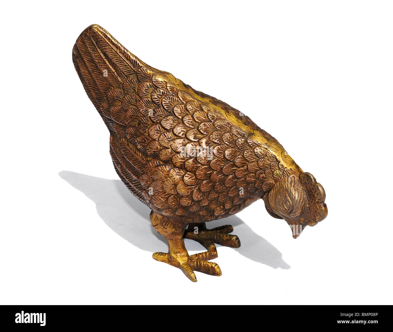 Scultura di metallo di pollo (hen) becchettare Foto Stock