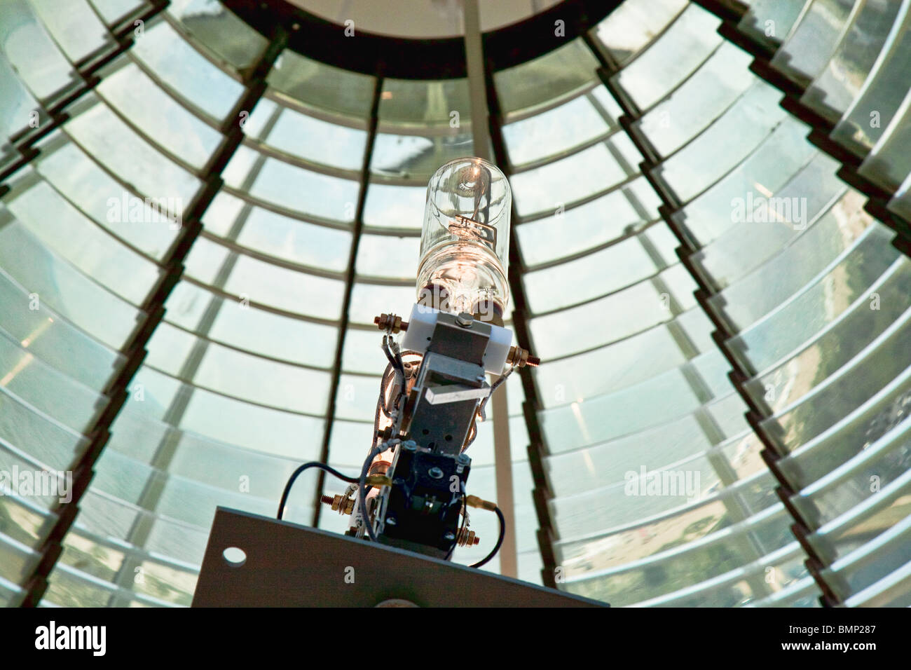 Primo ordine lente di Fresnel in Tybee Island Lighthouse, Savannah GA Foto Stock