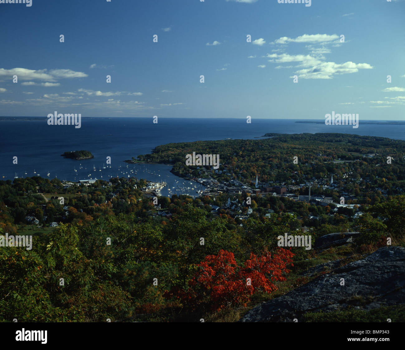 Vista aerea del porto della citta'- Maine Foto Stock