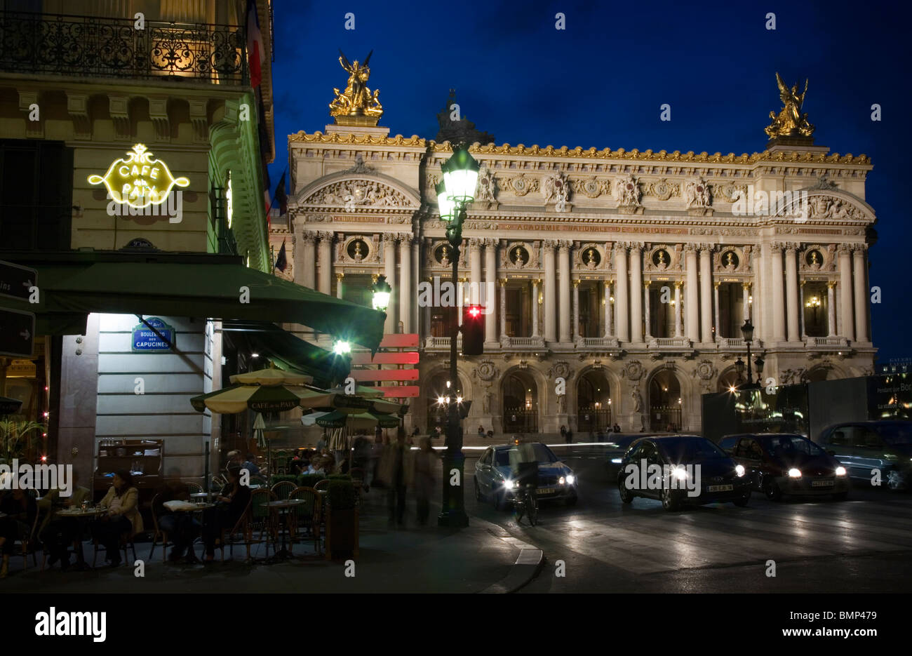 L'Opera e il Café de la Paix, Paris Foto Stock