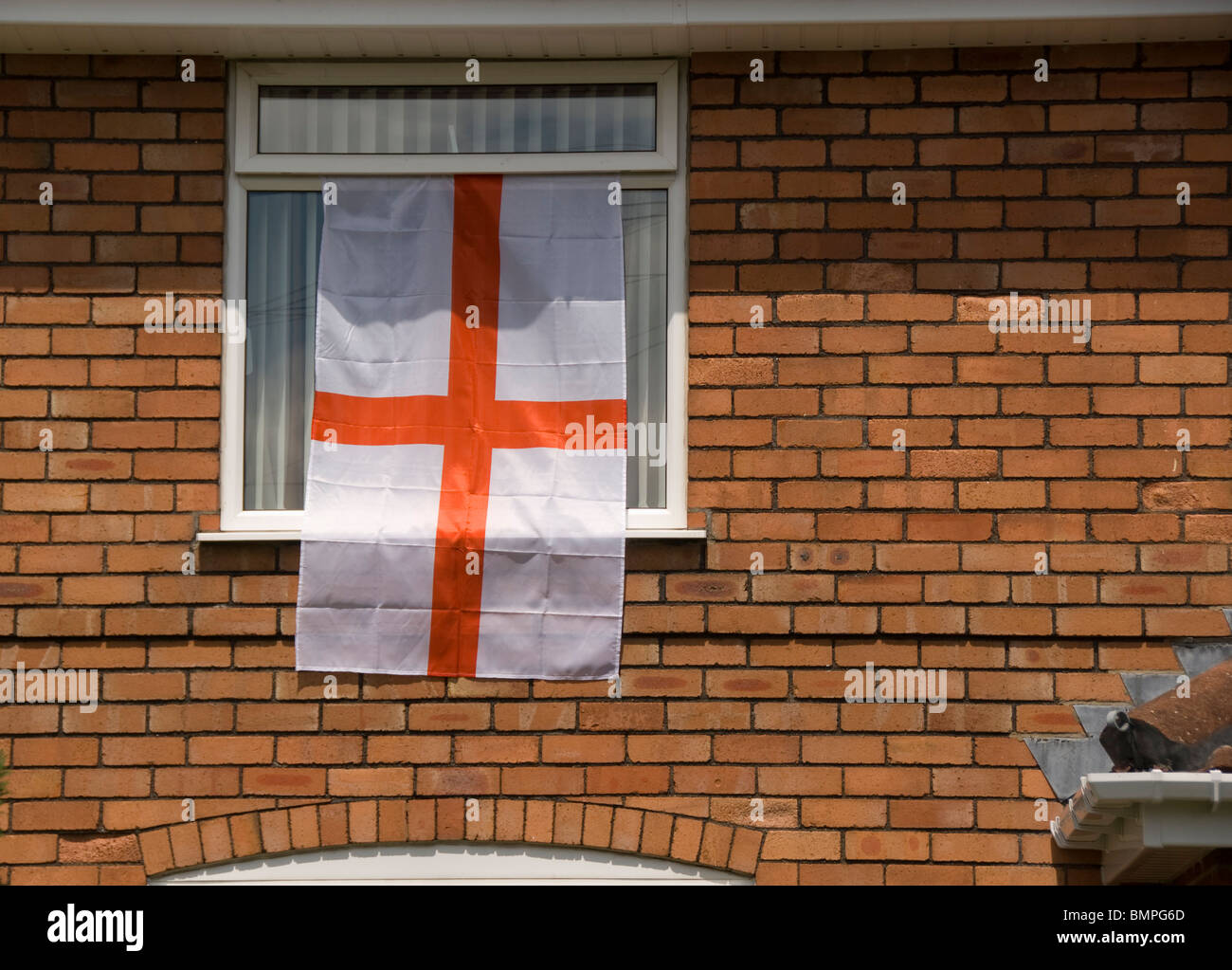 Case decorate con bandiera, Coppa del Mondo 2010 deco , Knowle, Bristol, Regno Unito Foto Stock