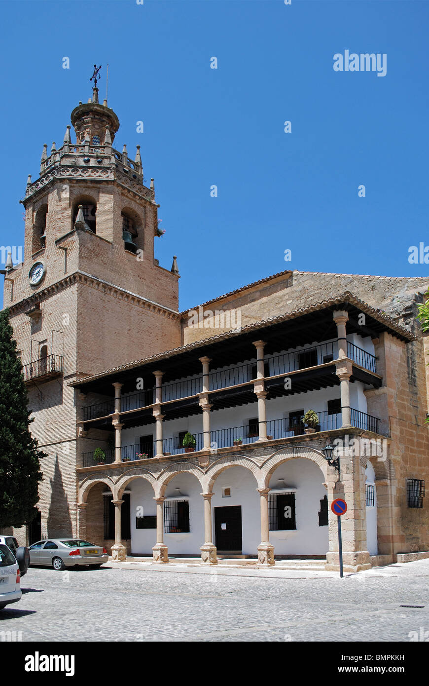 Santa Maria la Mayor Chiesa, Ronda, provincia di Malaga, Andalusia, Spagna, Europa occidentale. Foto Stock