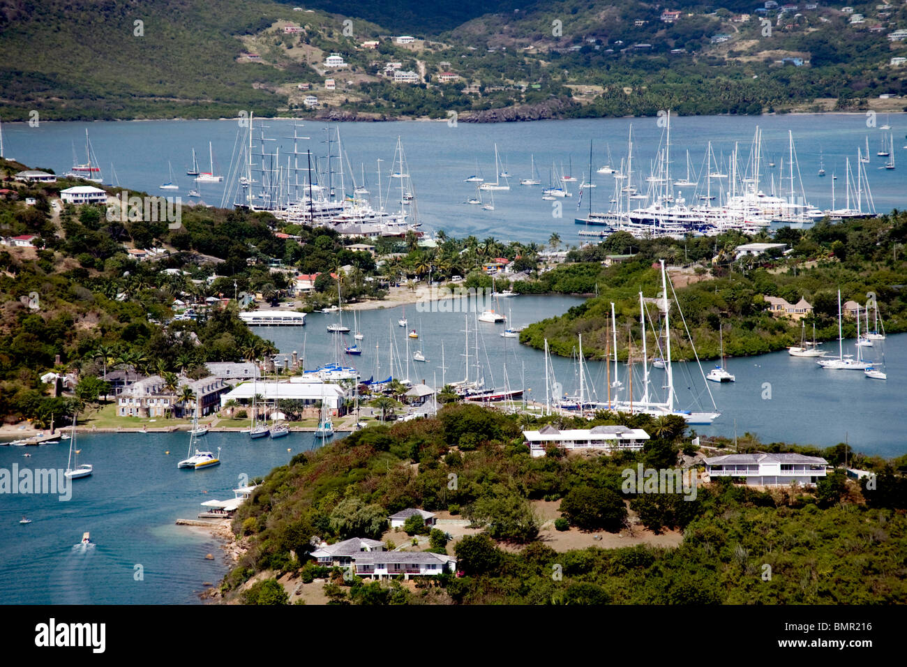 Vista di Nelson's Dockyard, Antigua Foto Stock