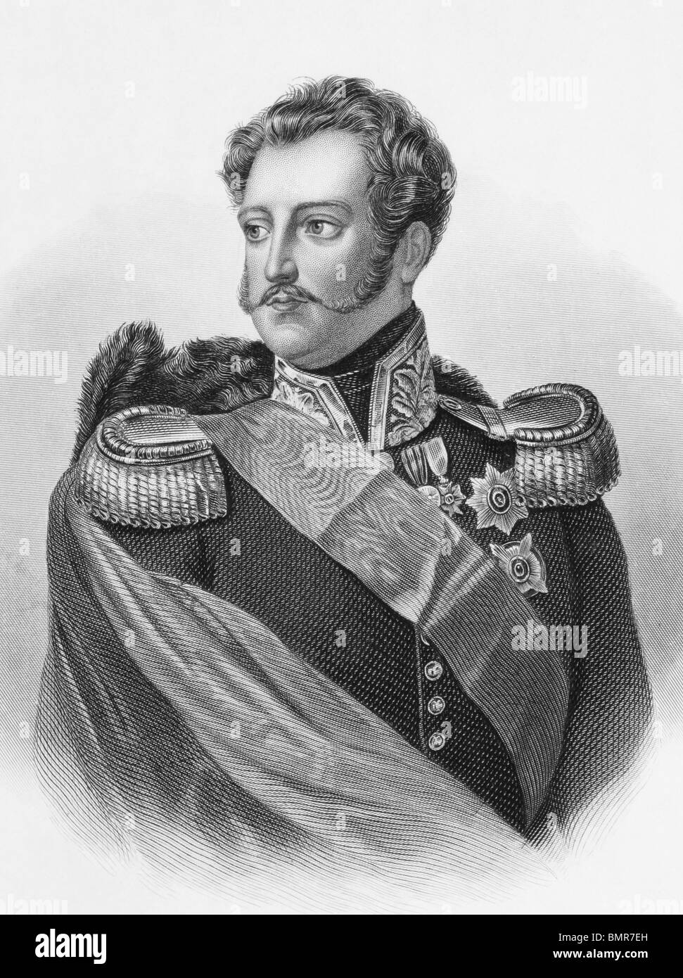 Nicola I'imperatore di Russia (1796-1855) su incisione dal 1800s. L'imperatore di Russia durante 1825-1855. Incisi da A.H.Payne. Foto Stock