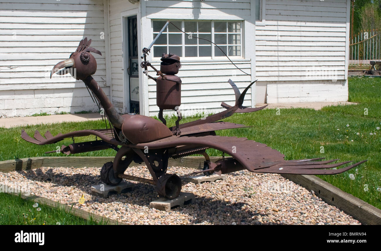Lo zoo di Swetsville a Fort Collins, Colorado, espone stravaganti sculture metalliche di Bill Swets, mescolando arte, creatività e divertimento all'aperto. Foto Stock