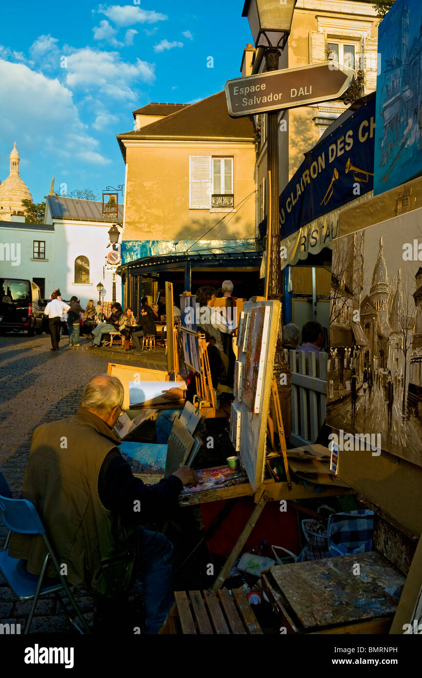 PLACE DU TERTRE, Butte Montmartre, Parigi, Francia Foto Stock