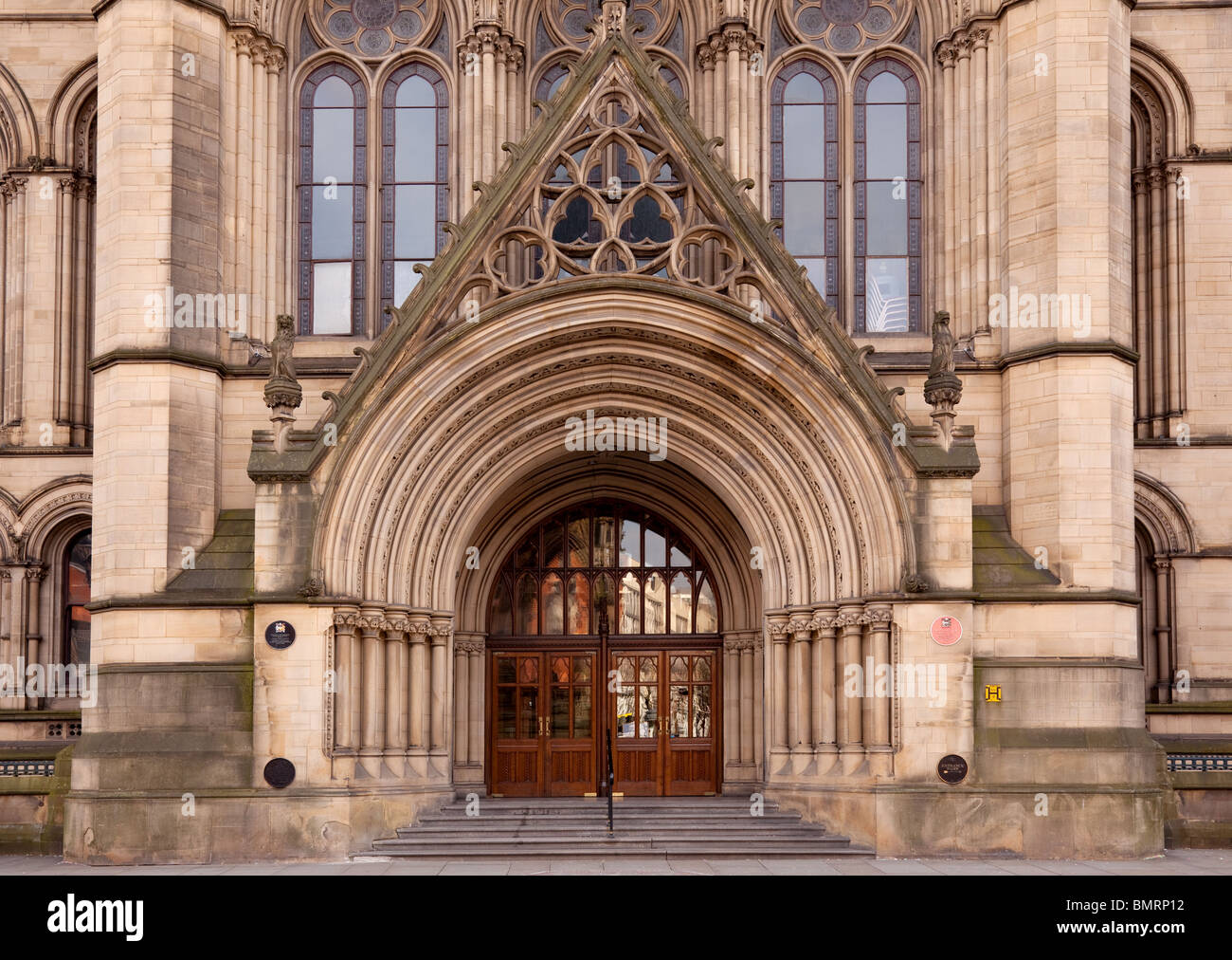 Manchester Town Hall porta principale Foto Stock