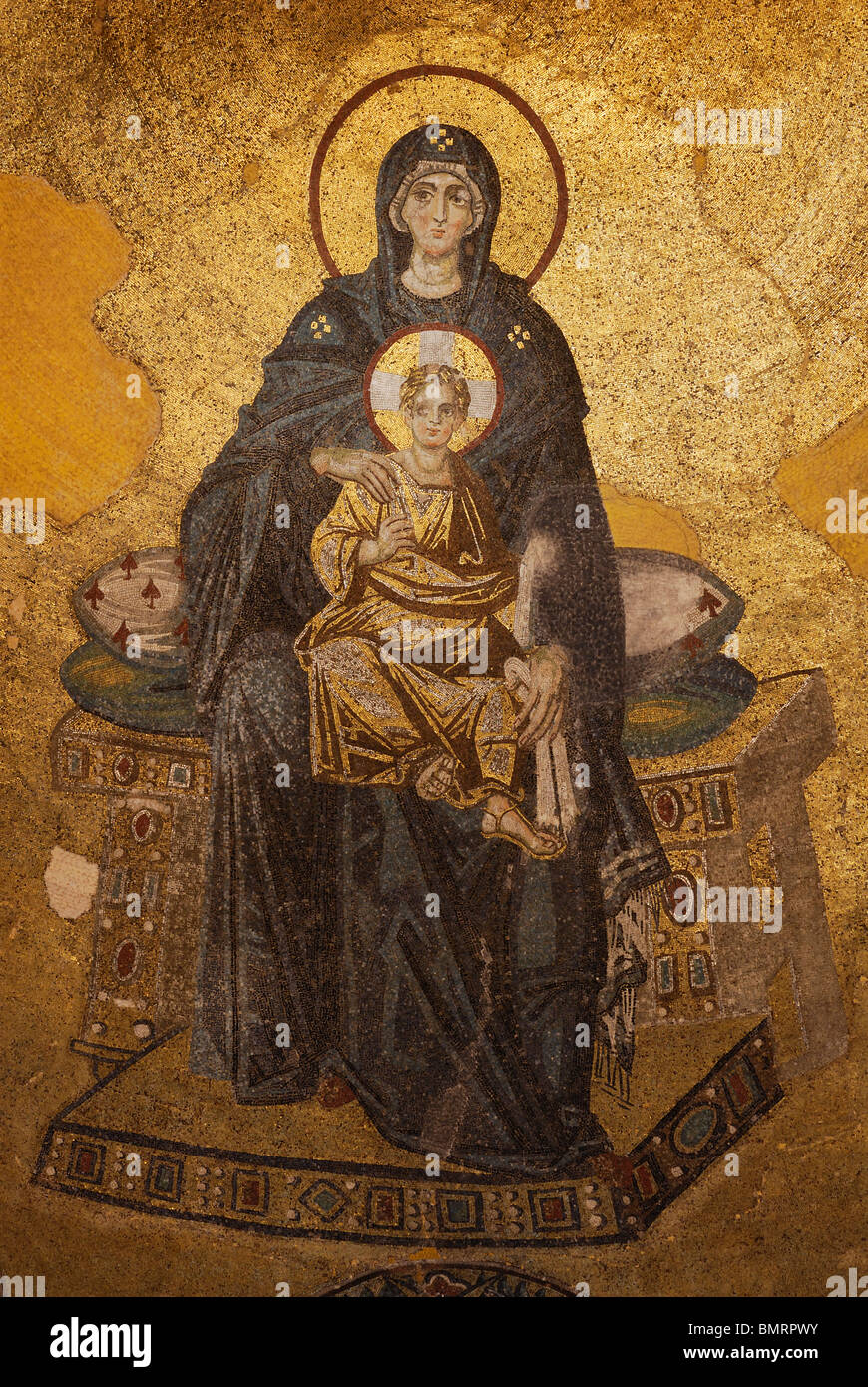 Istanbul. La Turchia. Vergine e il Bambino mosaico absidale di Aya Sofia (Haghia Sophia / Sofia), Sultanahmet. Foto Stock