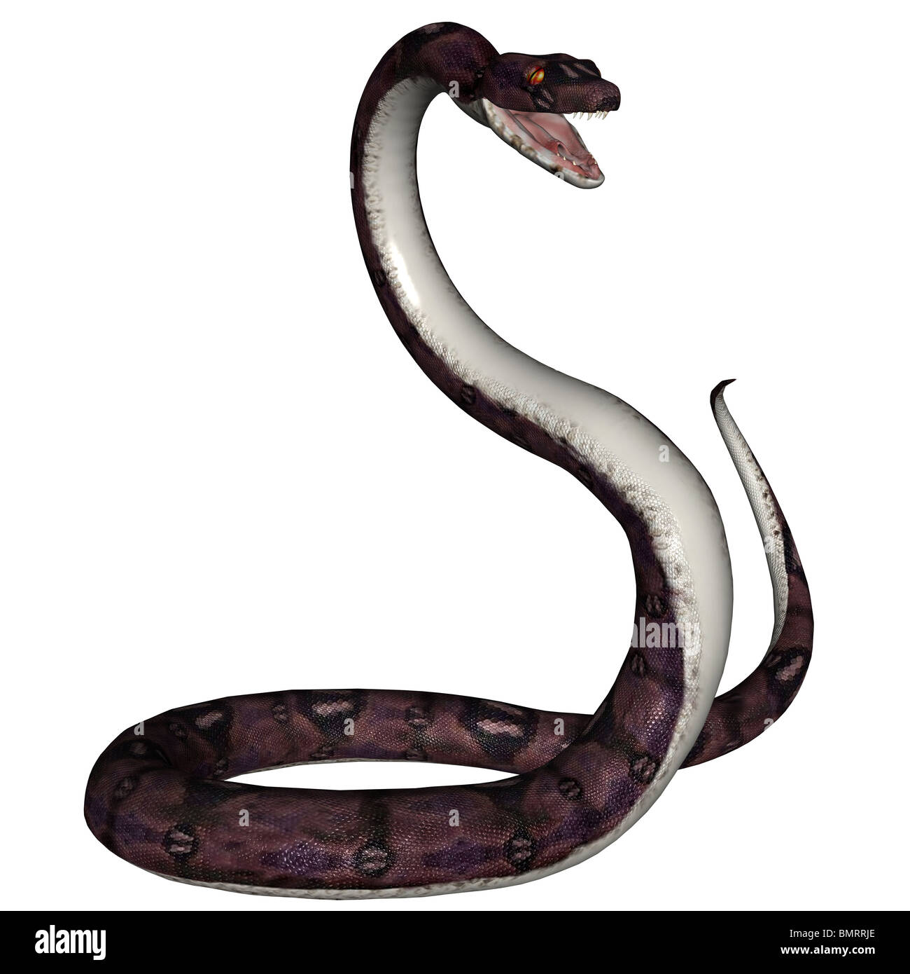 3D reso snake su sfondo bianco isloated Foto Stock