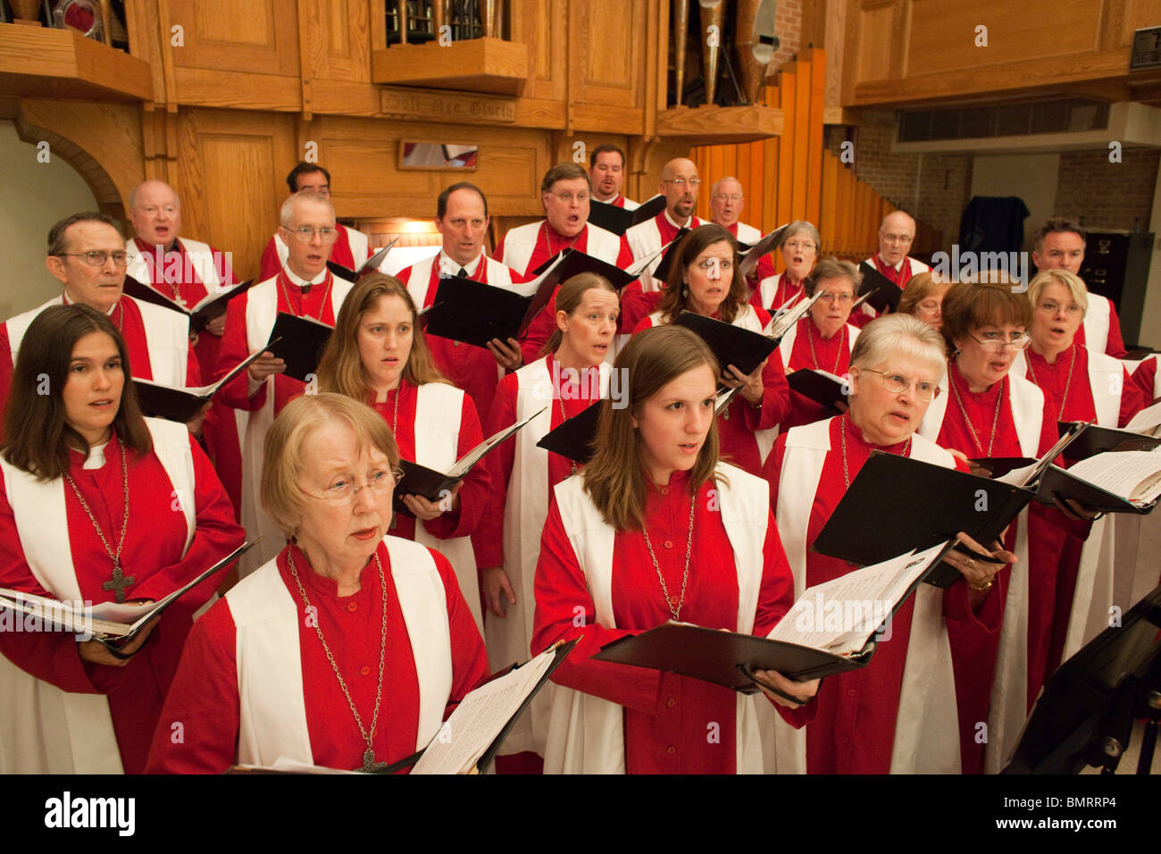 Il coro degli adulti di San Martino la chiesa luterana, attiva una Chiesa luterana evangelica in America (qualità) congregazione di Austin Foto Stock