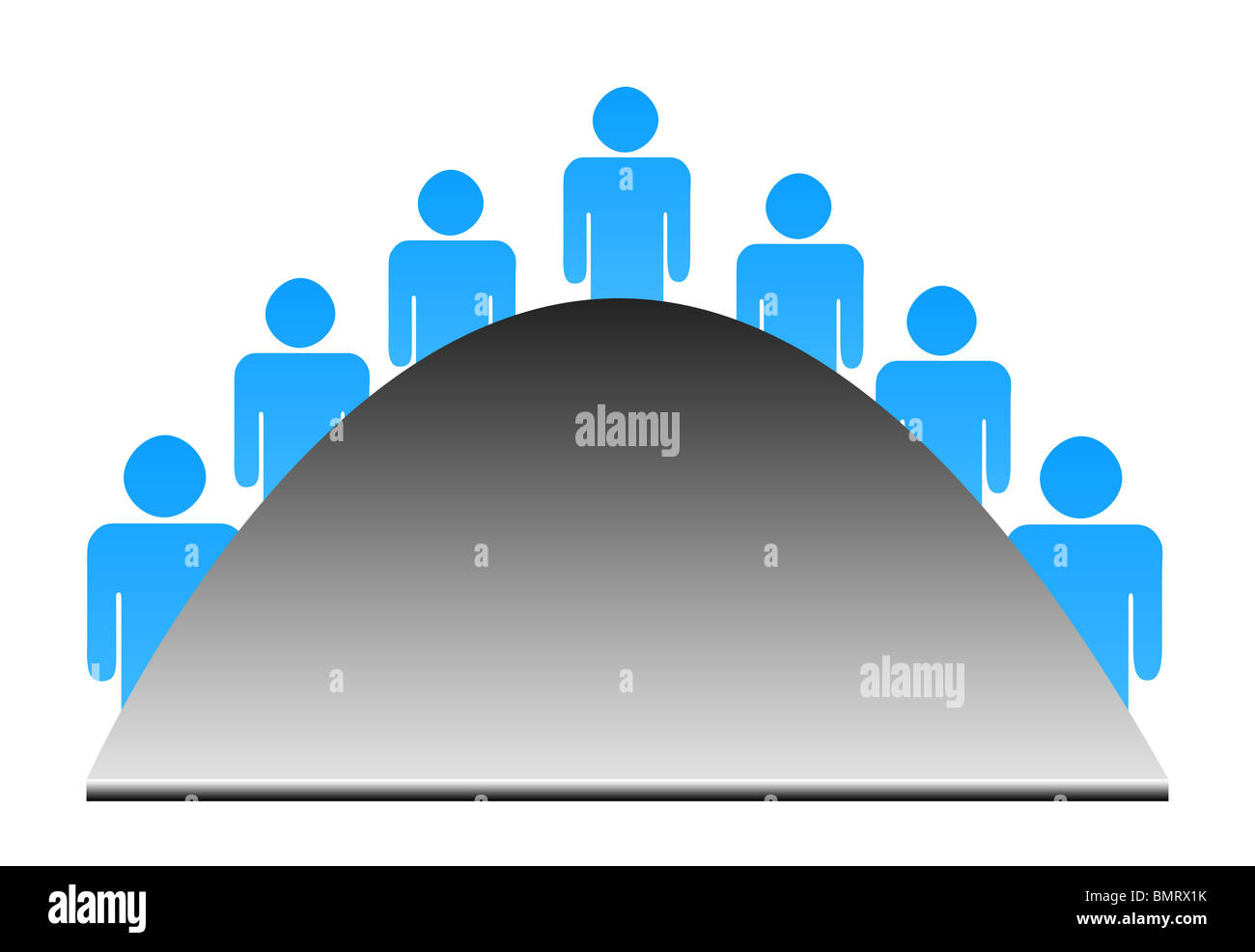 Illustrazione di Affaristi intorno a semi-tavola circolare, isolato su sfondo bianco. Foto Stock