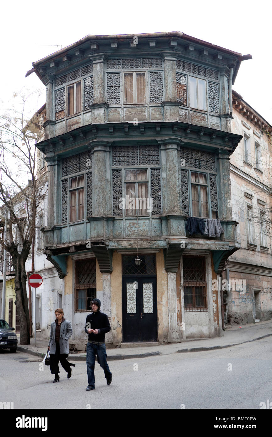 Architettura Art Nouveau in città vecchia Tbilisi Georgia Foto Stock