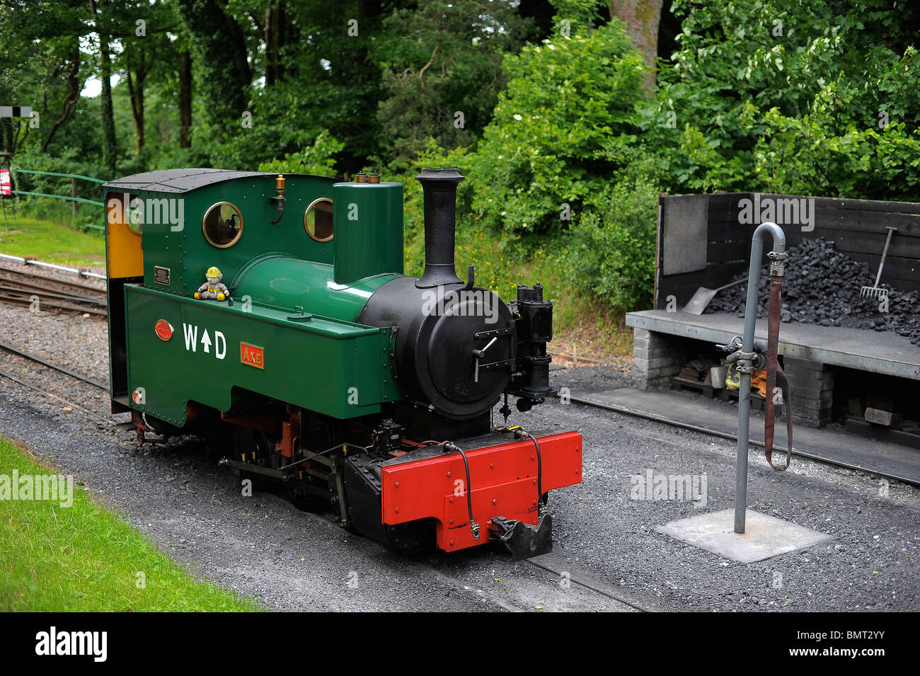 Un treno raffigurato sulla baia di Woody stazione ferroviaria, nel North Devon. Foto Stock