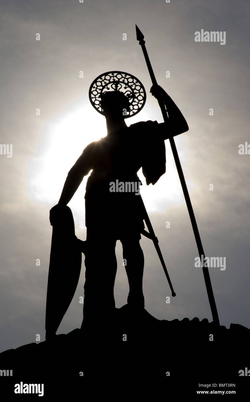 Venezia - silhouett di st. Contrassegnare la statua sulla Piazza san Marko Foto Stock