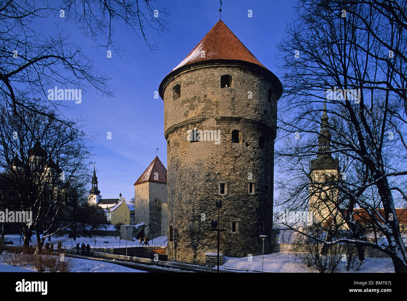 Estonia, Tallinn,Toompea,Città Alta,Kiek in de Kok torre,l'inverno,snow Foto Stock
