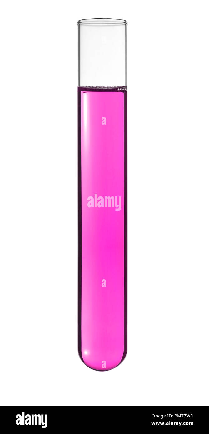 Isolate il tubo di prova con un liquido magenta. Foto Stock