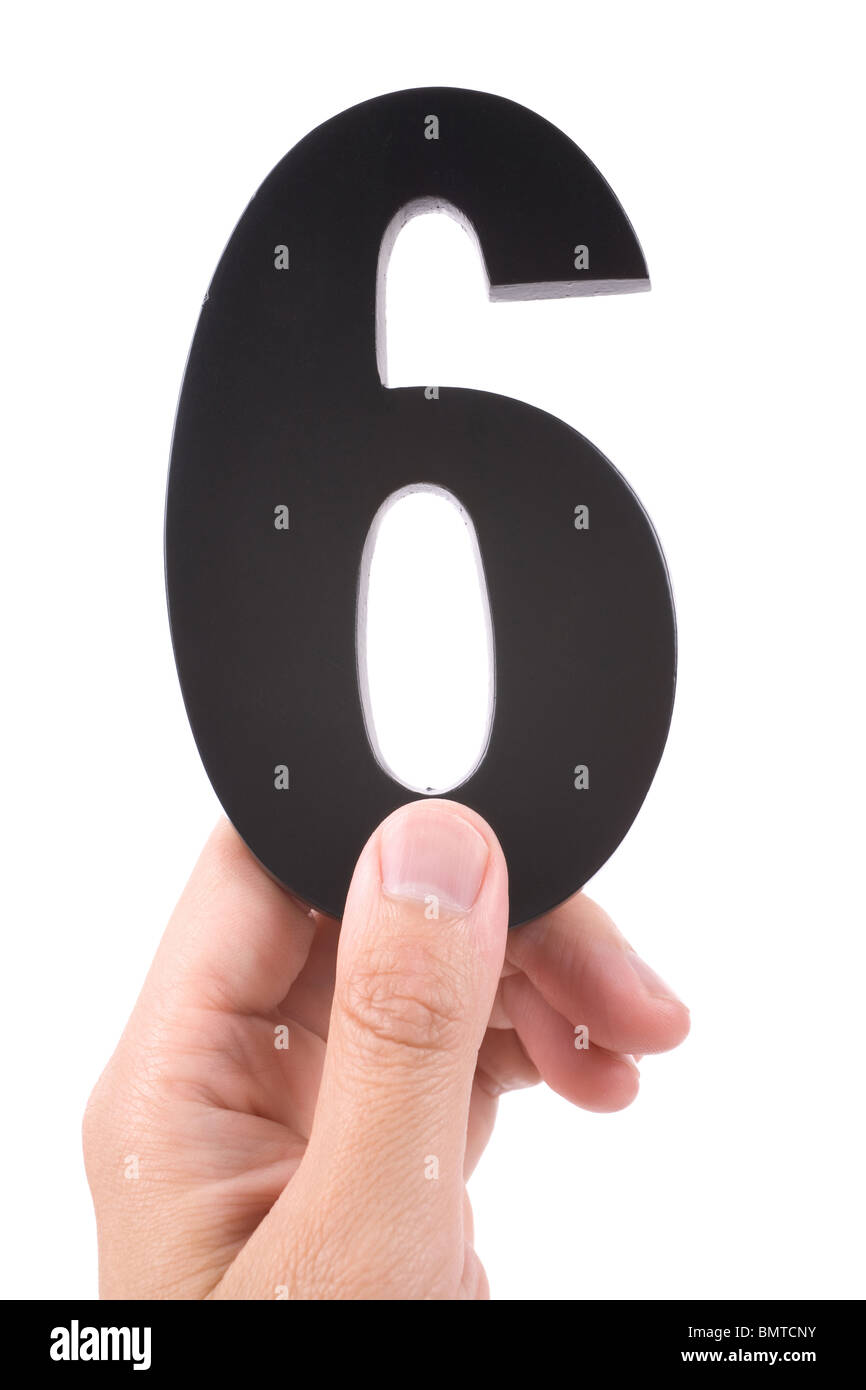 Numero 6 con sfondo bianco Foto Stock