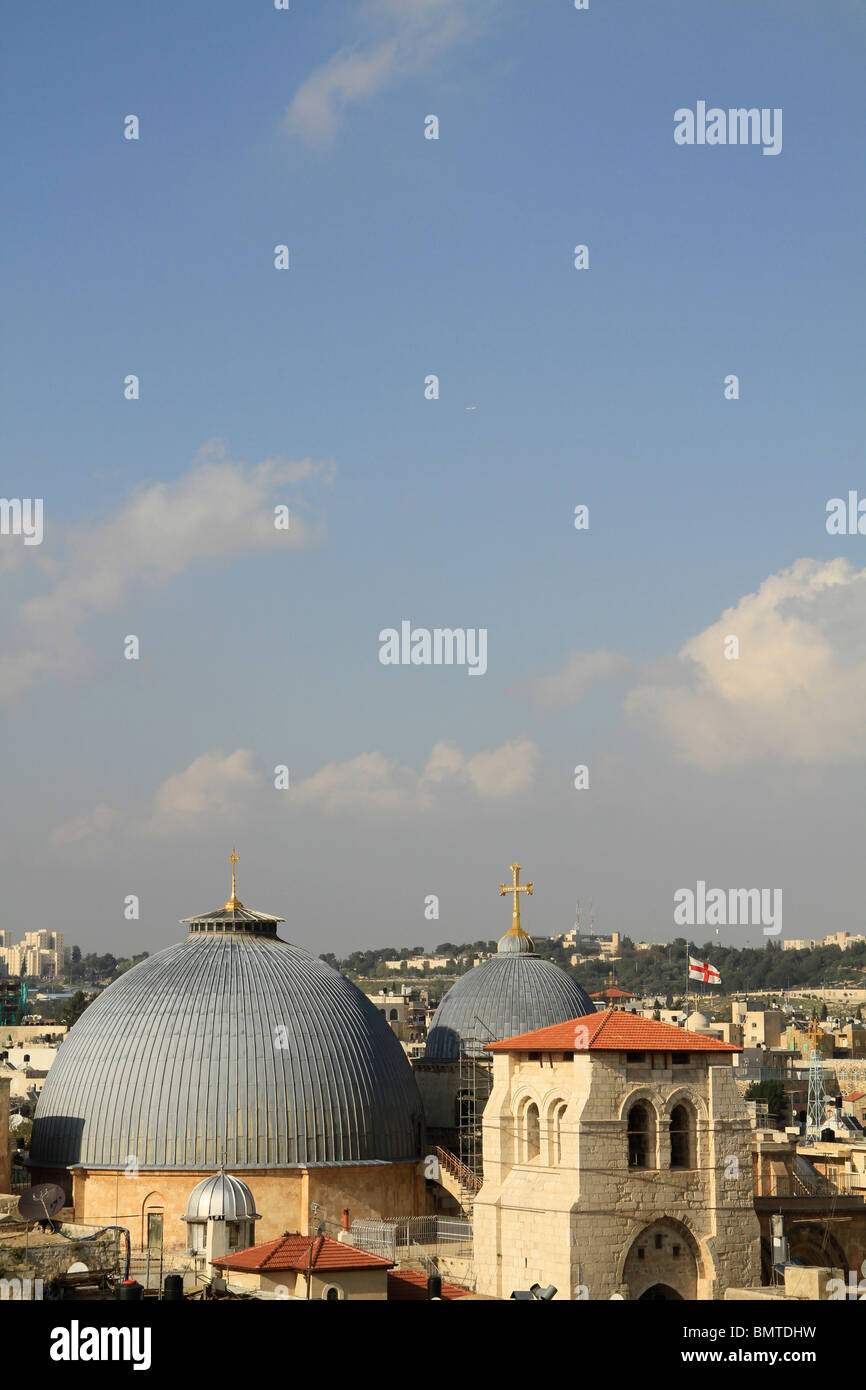 Israele e Gerusalemme, cupole e il campanile della chiesa del Santo Sepolcro Foto Stock